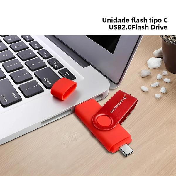 Imagem de Pen Drive USB Metal OTG Tipo C - 2 em 1 (4GB, 8GB, 32GB, 64GB, 128GB)