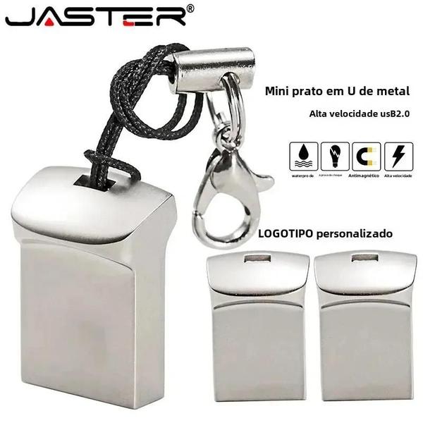 Imagem de Pen Drive USB Mini Metal Preto e Prata - 16GB, 32GB e 64GB - Presente Criativo