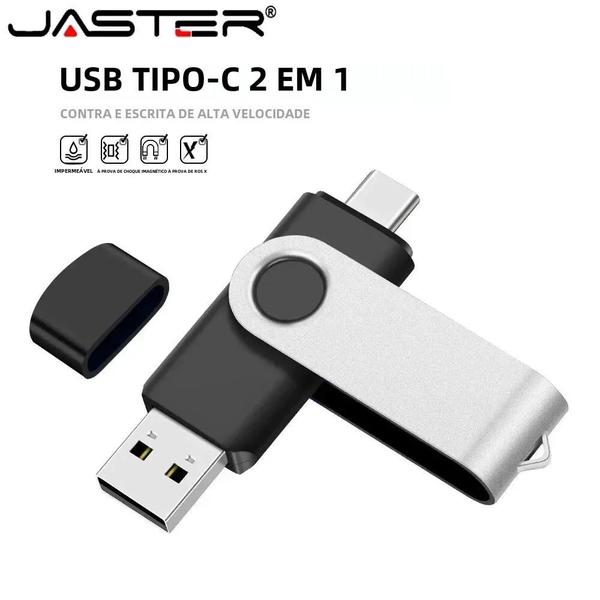 Imagem de Pen Drive USB Tipo C de Metal - 64GB, 32GB e 16GB - Rotativa para Android