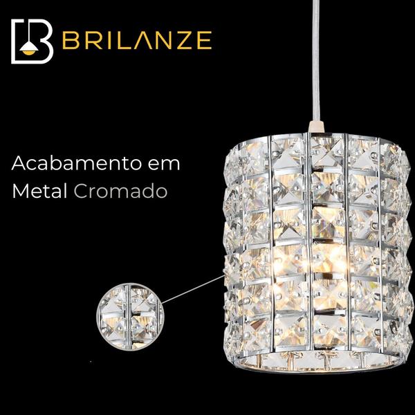 Imagem de Pendente 13x16x150cm e14x1 metal cromado+cristal sindora