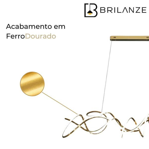 Imagem de Pendente 153x30cm 131w 3K Bivolt Ferro Dourado Sindora