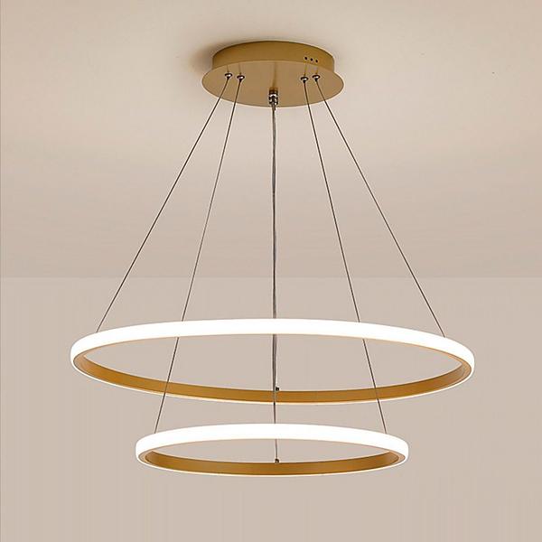 Imagem de Pendente 2 Anéis Inverse Dourado 60cm Led 48W Bivolt