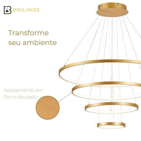 Imagem de Pendente 20x40x60x80 101W 3K Bivolt Ferro Dourado Sindora