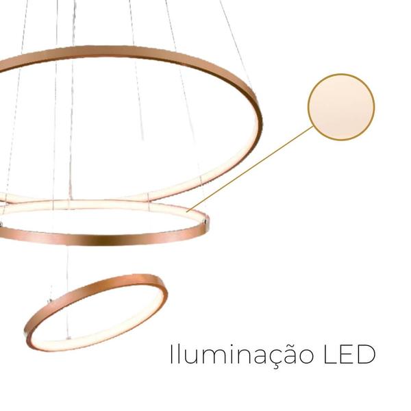 Pendente 25x40x60cm 48w 3k Alumino Rose Bivolt Sindora Imagem de Pendente 25x40x60cm 48w 3k Alumino Rose Bivolt Sindora