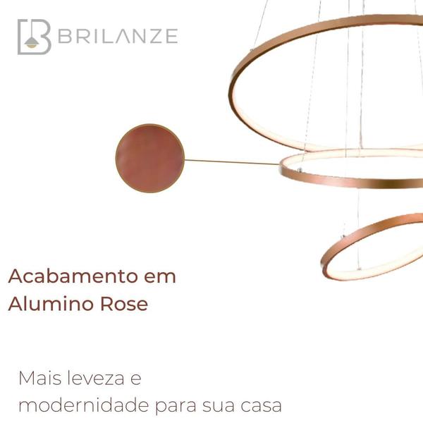 Pendente 25x40x60cm 48w 3k Alumino Rose Bivolt Sindora Imagem de Pendente 25x40x60cm 48w 3k Alumino Rose Bivolt Sindora