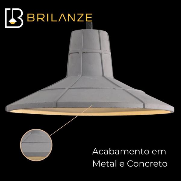 Pendente 32x16cm e27x1 metal+concreto sindora Imagem de Pendente 32x16cm e27x1 metal+concreto sindora