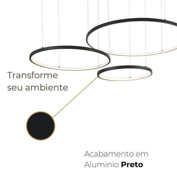 Imagem de Pendente 40x60x80cm 112w 3k Aluminio Preto Bivolt Sindora