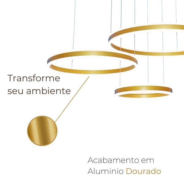 Imagem de Pendente 40x60x80cm 226w 3k Aluminio Dourado Bivolt Sindora