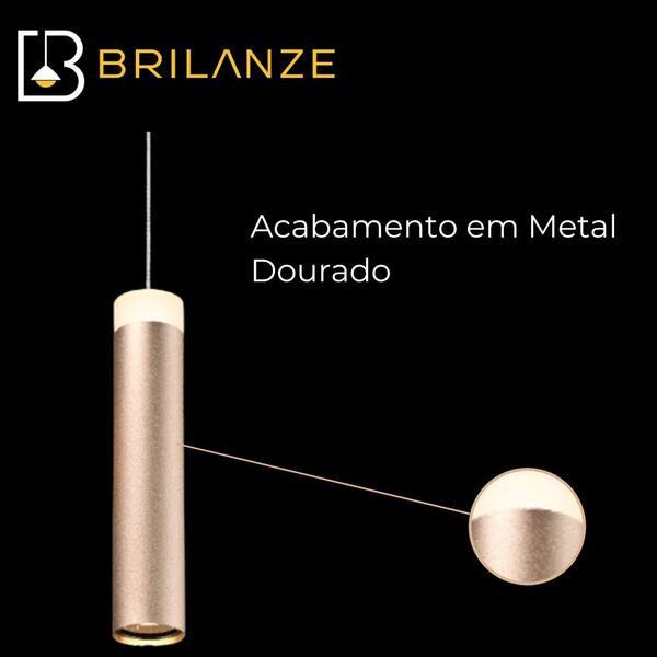 Imagem de Pendente 4x20x150cm7w 3kbivolt metaldourado+acrilico sindora