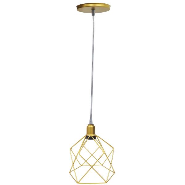 Imagem de Pendente Aramado Cálice Luminária Lustre Cabo Cristal Retrô Vintage Dourado Agp Ilumini Industrial