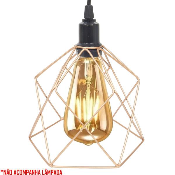 Imagem de Pendente Aramado Cálice Luminária Lustre Teto Retrô Vintage Industrial Balcão Cobre Rose Gold