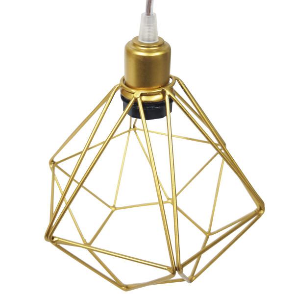 Imagem de Pendente Aramado Diamante Luminária Lustre Luxo P Cabo Cristal Retrô Vintage Agp Ilumini Industrial