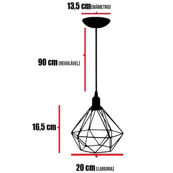 Pendente Aramado Diamante Luminária Lustre P Teto Retrô Vintage Industrial Balcão Agp Ilumini Imagem de Pendente Aramado Diamante Luminária Lustre P Teto Retrô Vintage Industrial Balcão Agp Ilumini
