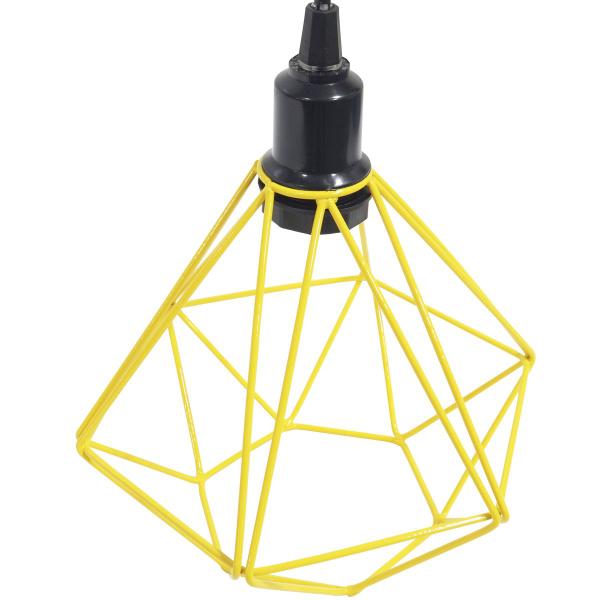 Imagem de Pendente Aramado Diamante Luminária Lustre P Teto Retrô Vintage Industrial Balcão Amarelo