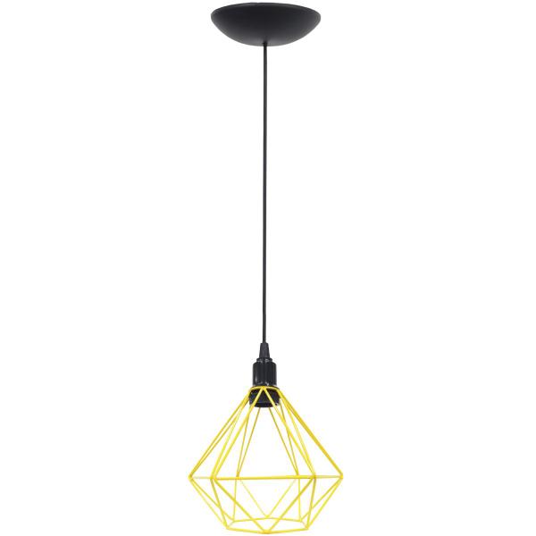 Imagem de Pendente Aramado Diamante Luminária Lustre P Teto Retrô Vintage Industrial Balcão Amarelo