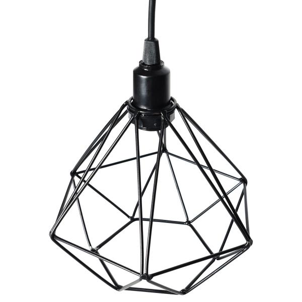 Imagem de Pendente Aramado Diamante Luminária Lustre P Teto Retrô Vintage Industrial Balcão Preto