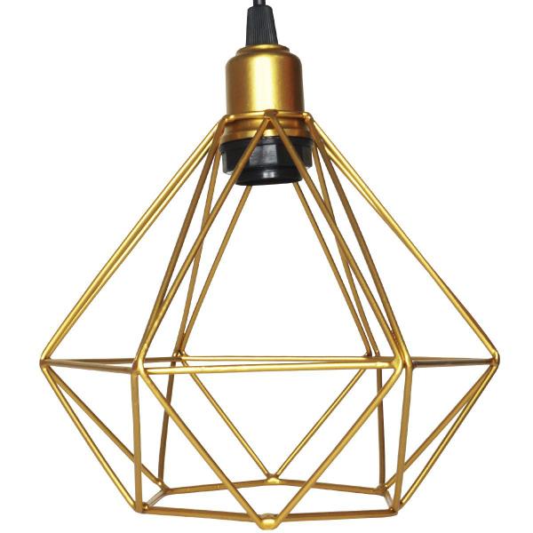 Imagem de Pendente Aramado Diamante Luminária Lustre Retrô Balcão + Lâmpada Led ST64 Vintage Teto