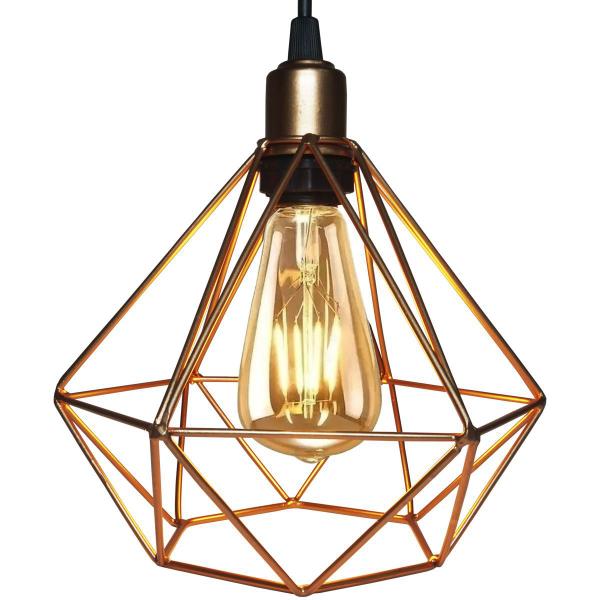 Imagem de Pendente Aramado Diamante Luminária Lustre Retrô Balcão + Lâmpada Led ST64 Vintage Teto