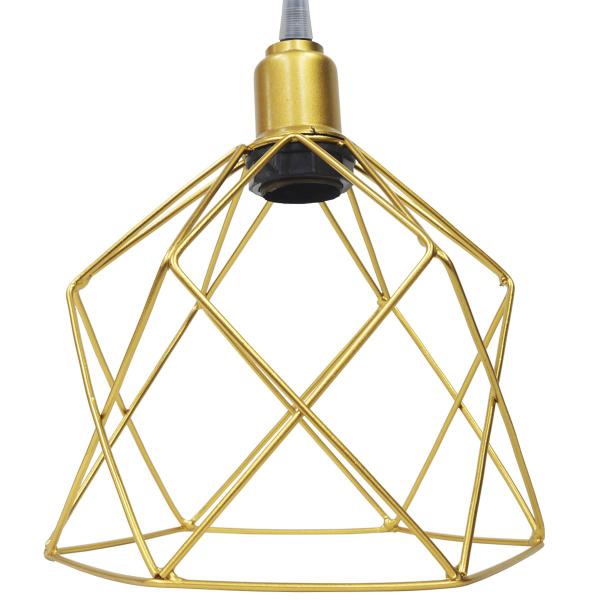 Imagem de Pendente Aramado Duplo Cálice Luminária Lustre Cabo Cristal Retrô Vintage Dourado Agp Industrial