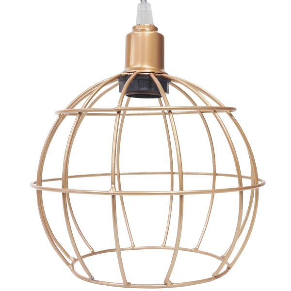 Imagem de Pendente Aramado Duplo Globo Luminária Lustre Cabo Cristal Retrô Vintage Cobre Rose Gold Industrial