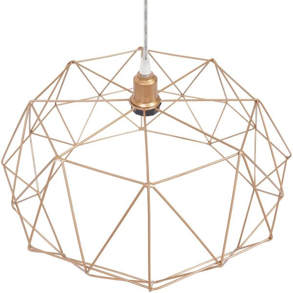 Imagem de Pendente Aramado Estádio Grande Cabo Cristal 2M Luminária Lustre Teto Retrô Cobre Rose Gold Lâmpada