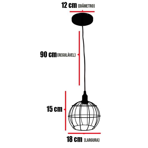 Imagem de Pendente Aramado Globo Luminária Lustre Cabo Cristal Retrô Vintage Dourado Agp Ilumini Industrial