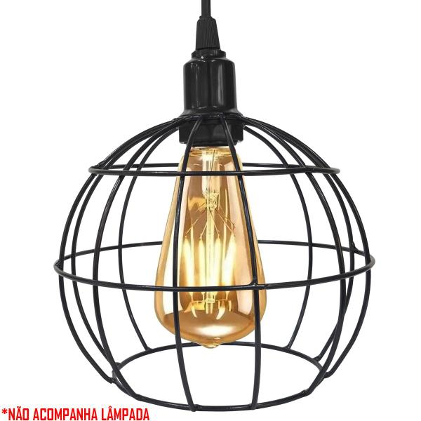 Imagem de Pendente Aramado Globo Luminária Lustre Teto Retrô Vintage Industrial Balcão Agp Ilumini