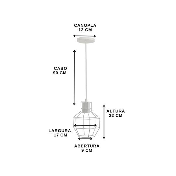 Imagem de Pendente Aramado Mecânico Médio Luminária Branco Preto Cobre Ferro Soquete E-27