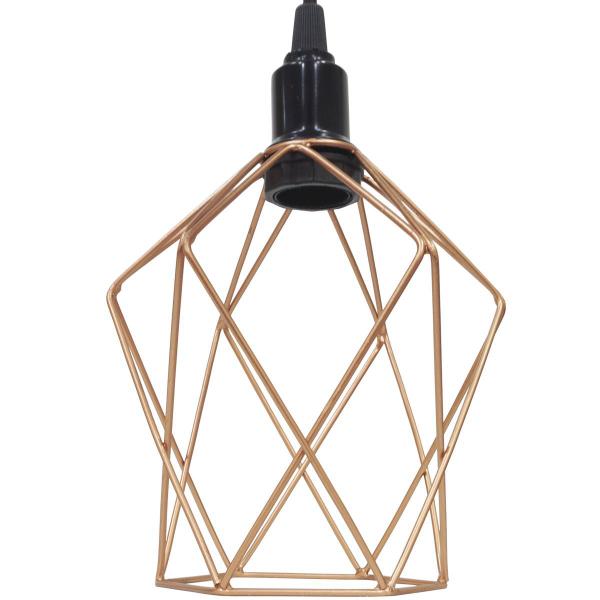 Imagem de Pendente Aramado Teto Cálice P Luminária Lustre Retrô Balcão + Lâmpada Led ST64 Cobre Rose Gold