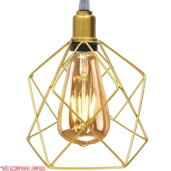 Imagem de Pendente Aramado Triplo Cálice Luminária Lustre Cabo Cristal Retrô Vintage Agp Industrial Luxo