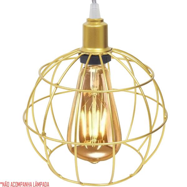 Imagem de Pendente Aramado Triplo Globo Luminária Lustre Cabo Cristal Retrô Vintage Agp Industrial Luxo