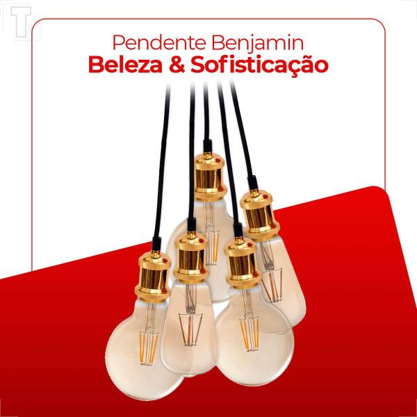 Pendente avant benjamim ouro espelhado para 1 lampada e27 Imagem de Pendente avant benjamim ouro espelhado para 1 lampada e27