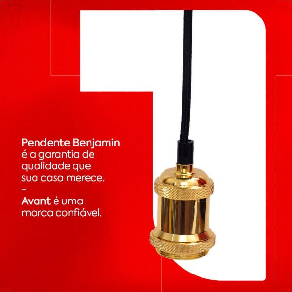 Pendente avant benjamim ouro espelhado para 1 lampada e27 Imagem de Pendente avant benjamim ouro espelhado para 1 lampada e27