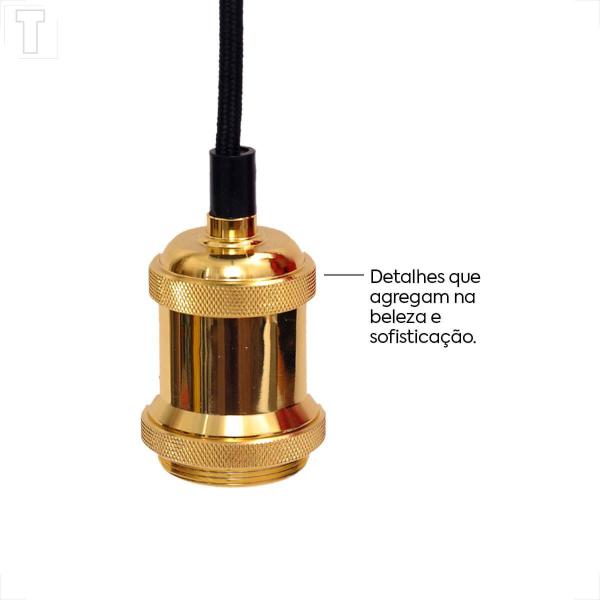 Pendente avant benjamim ouro espelhado para 1 lampada e27 Imagem de Pendente avant benjamim ouro espelhado para 1 lampada e27