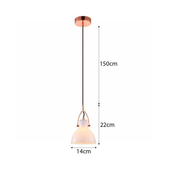 Imagem de Pendente Bar Branco e Cobre 14cm 1XG9 - Bella Iluminação - OP057A