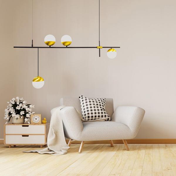 Imagem de Pendente Bille Dourado Moderno 4 Globos De Vidro P/ G9 St1610