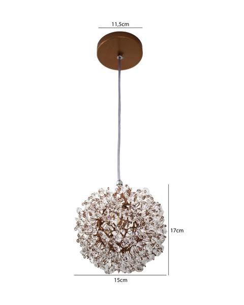 Pendente Bola Íris Cristal Dente de Leão Ninho Cobre - ILUMINAMUNDO Imagem de Pendente Bola Íris Cristal Dente de Leão Ninho Cobre