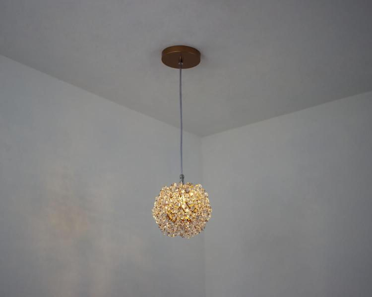 Pendente Bola Íris Cristal Dente de Leão Ninho Cobre - ILUMINAMUNDO Imagem de Pendente Bola Íris Cristal Dente de Leão Ninho Cobre