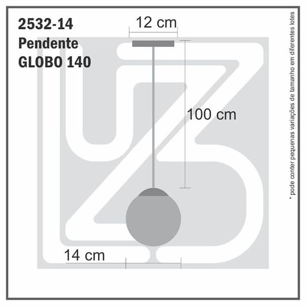 Imagem de Pendente BRANCO C/ Globo de Vidro AMBAR de 14cm + LED 2W