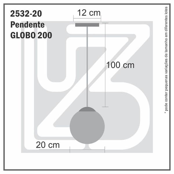 Imagem de Pendente BRANCO C/ Globo de Vidro FUME de 14cm + LED 2W