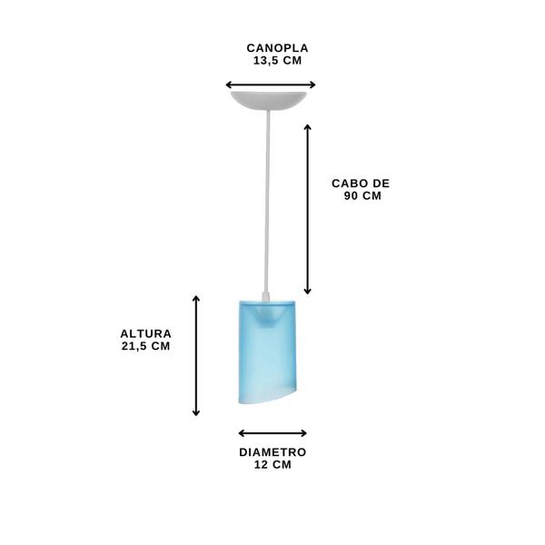 Imagem de Pendente Cilíndrico 1 Lâmpada Termoplástico Luminária E-27 Azul Bebe