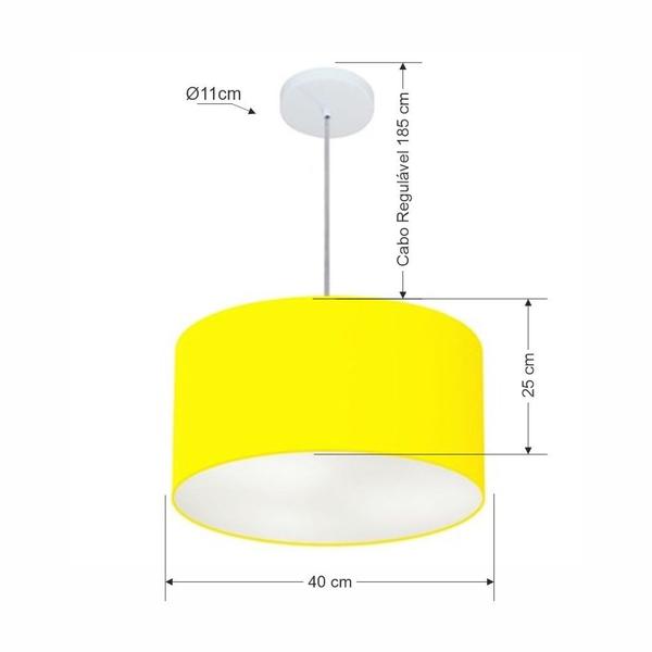 Imagem de Pendente Cilíndrico Amarelo MJ-4099 Para Mesa de Jantar e Estar