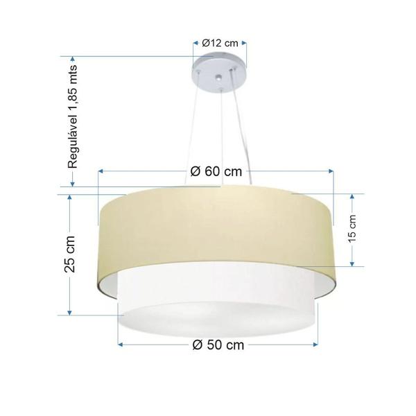 Imagem de Pendente Cilíndrico Bege e Branco MJ-4082 Para Mesa de Jantar