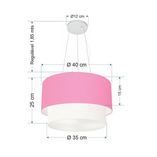 Imagem de Pendente Cilíndrico Rosa e Branco MJ-4158 Para Mesa de Jantar e Estar