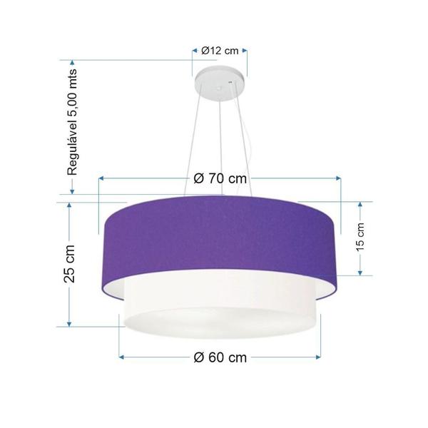 Imagem de Pendente Cilíndrico Roxo e Branco MJ-4179 Para Mesa de Jantar e Estar