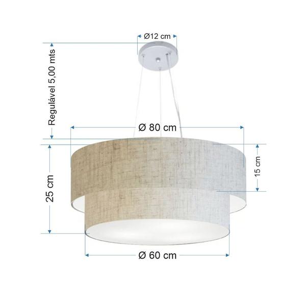 Imagem de Pendente Cilíndrico Rustico Bege MJ-4073 Para Mesa de Jantar e Estar