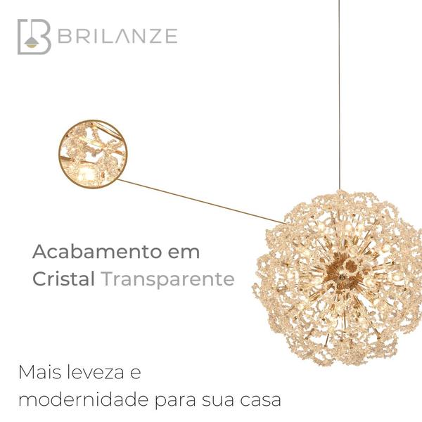 Imagem de Pendente Circle 80cm E14x24 Cristal+Metal Dourado Sindora