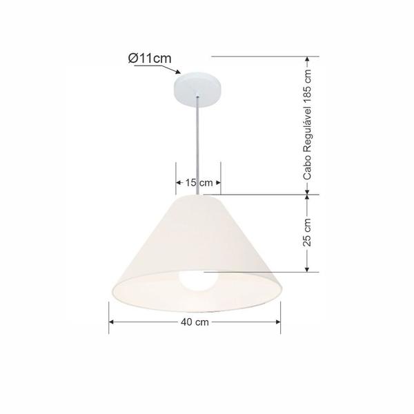 Imagem de Pendente Cone Branco MJ-4078 Para Mesa de Jantar e Estar