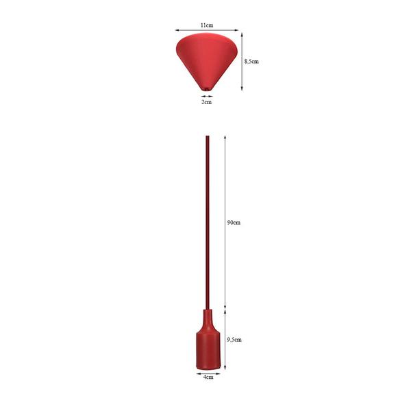 Imagem de Pendente Cordão Regulável Vermelho E27 - Delis - DS2320