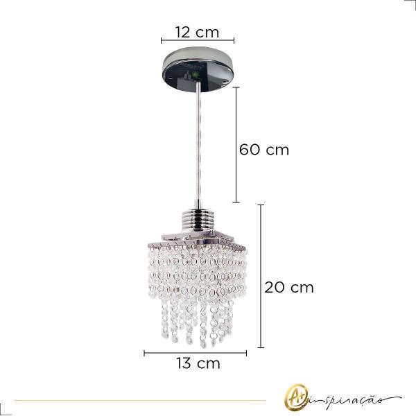 Imagem de Pendente Cristais Mini Lustre Cromado Quadrado Lavabo E27